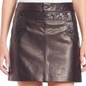 Ralph Lauren Black Leather Mini Skirt Size 6 New With Tags - Amazing Detail
